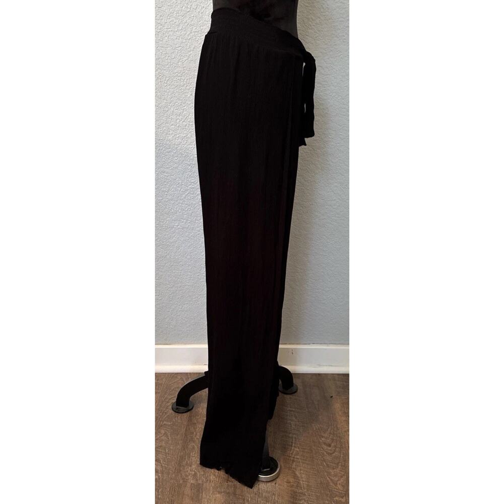 KONA SOL Black Tie Front Side Slit Swimsuit Cover Pants Medium Gauzy Vacay Pool - Picture 6 of 10